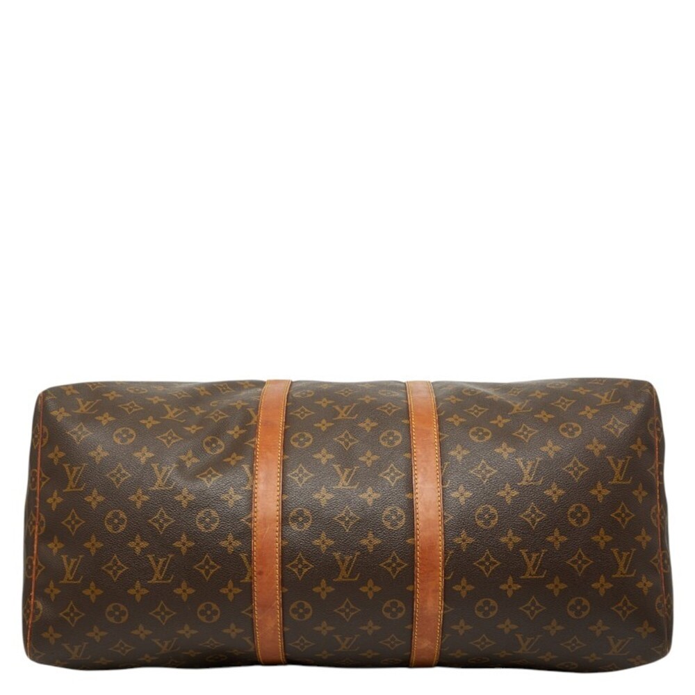 LOUIS VUITTON Authentic Brown Monogram Leather Keepall 55 Boston Bag - Picture 3 of 12